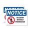 Signmission No Entry Without Permission OSHA Notice Sign, Vinyl Decal, 10in W x 7in L, 2PK OS-2PACK-NS-D-710-L-16095 - alternate 1